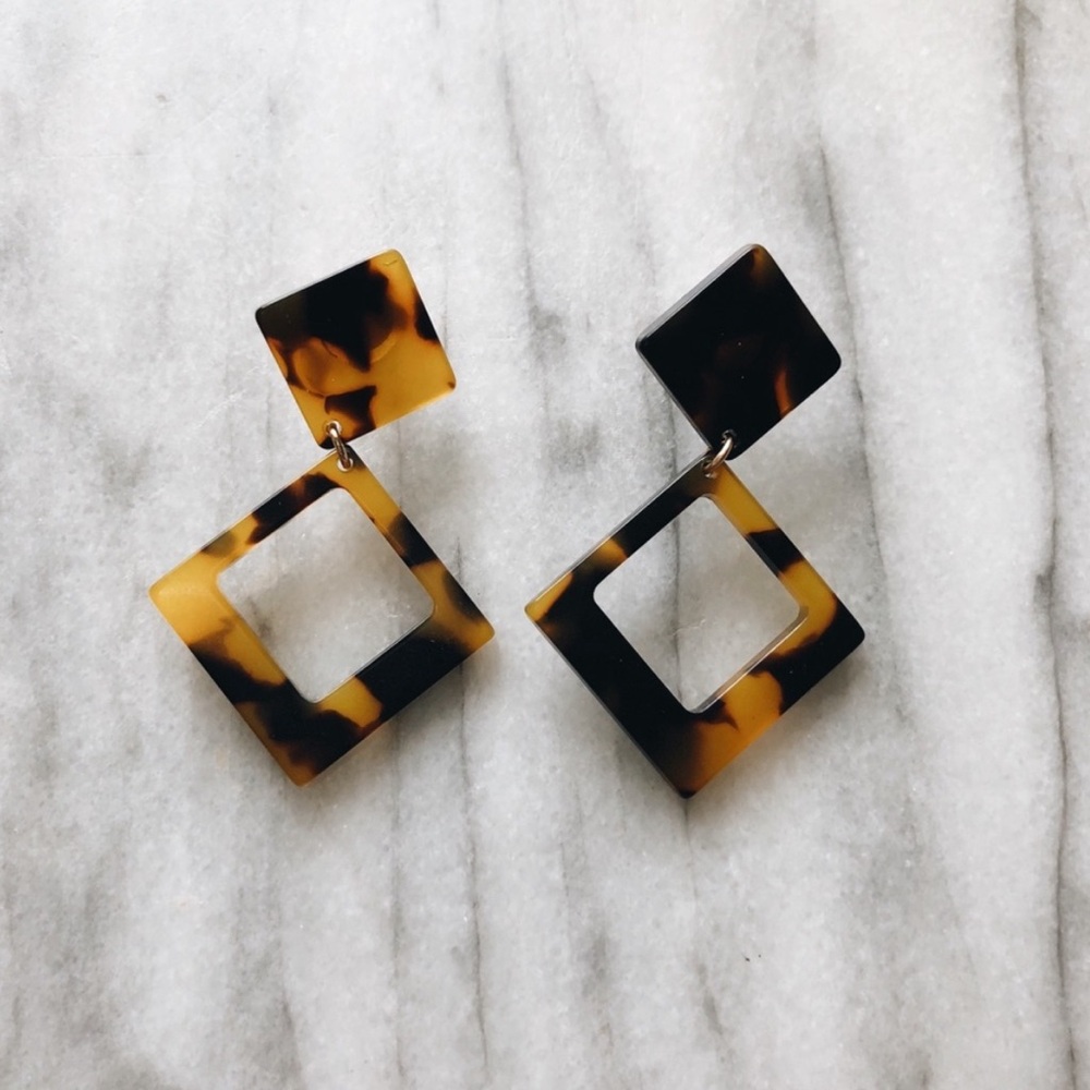 Tortoise Resin Cast Earrings